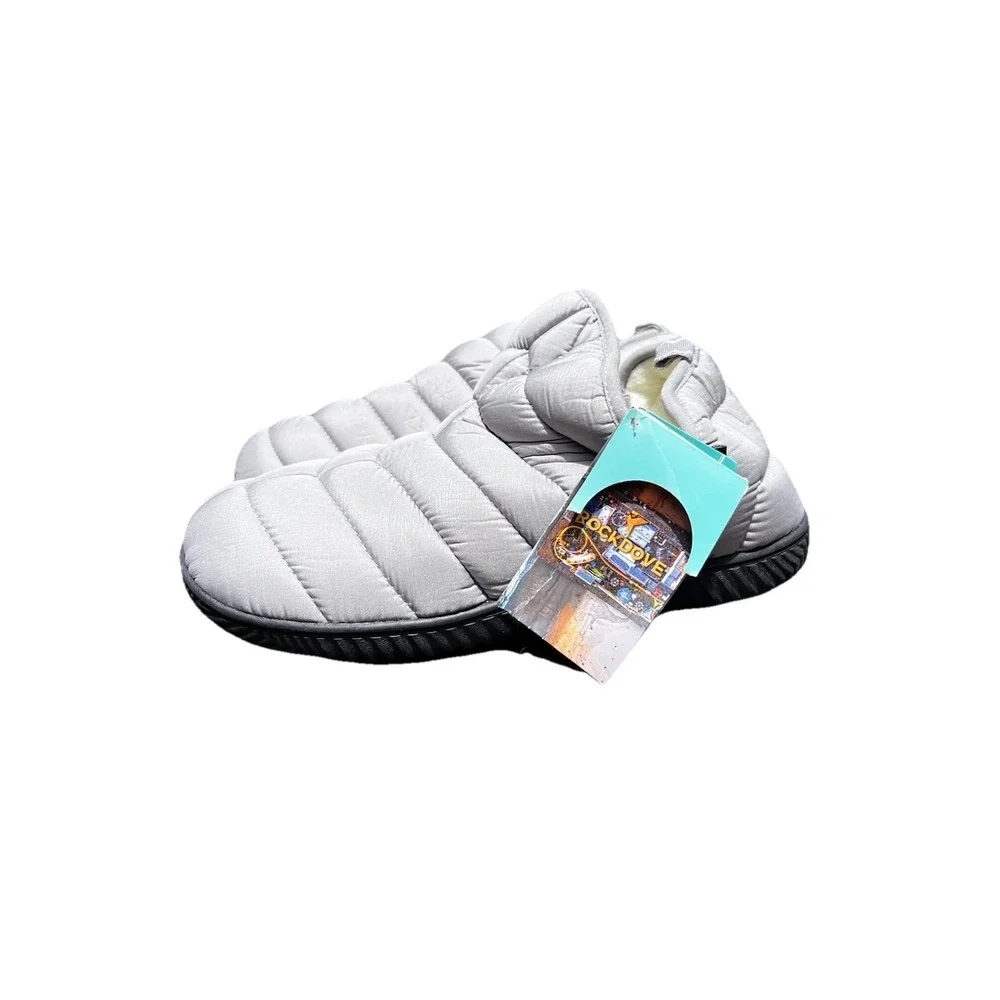 RockDove Men's Alpinz Puffer Bootie Slipper Gray Quilted Memory Foam NWT Size 10